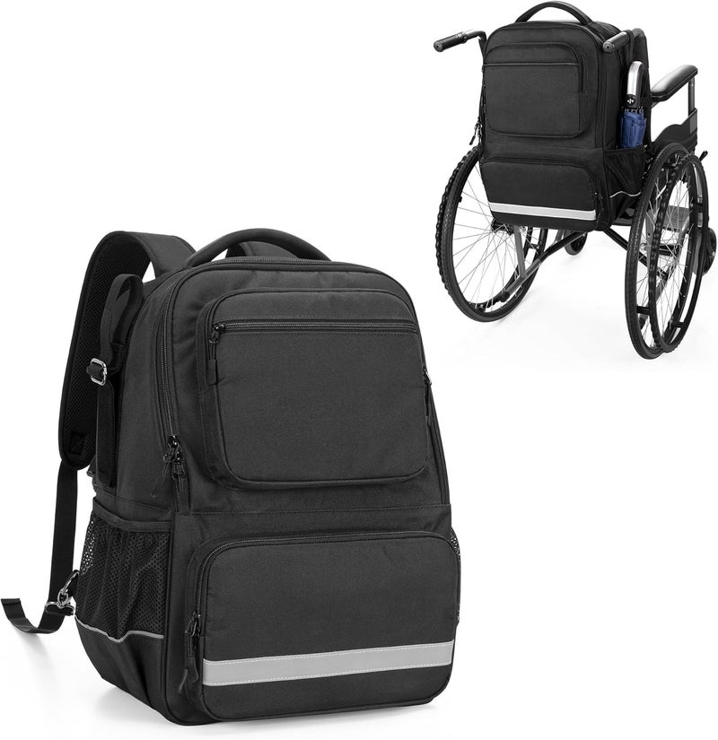samdew Wheelchair Backpack, Wheelchair Bag for Back of Chair, Wheel Chair Basket to Hang on Back with Thermal Insulation Pocket, Electric Wheelchair Accessories Storage for Adults & Seniors, Bag only - Image 1